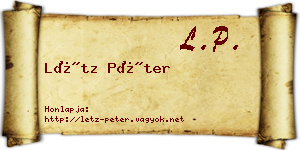 Létz Péter névjegykártya